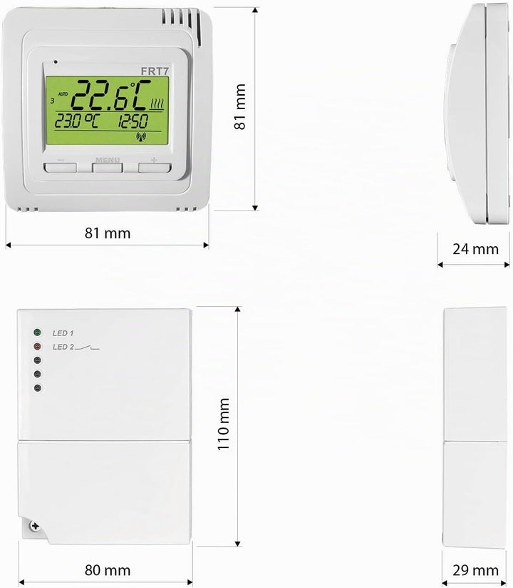Elektrobock EOB FRT7B2 übersichtliches Display mit Hintergrundbeleuchtung, Weiss,