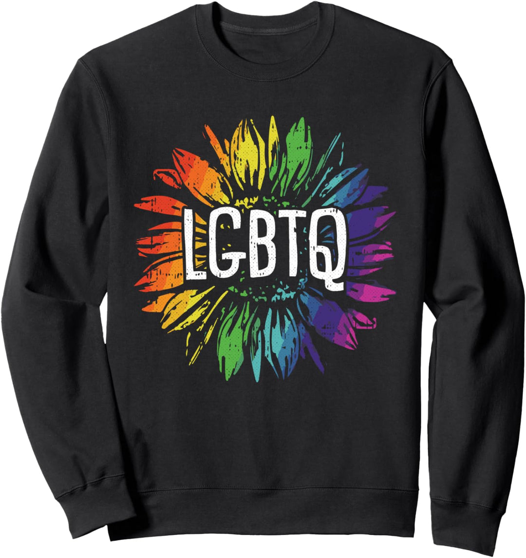LGBT-Q Gay Pride Cute Sunflower Rainbow Flag Proud Ally Sweatshirt