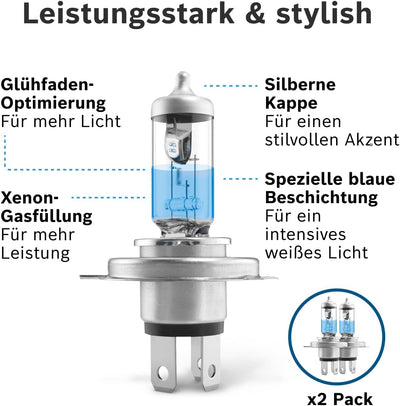 Bosch H4 Plus 150 Gigalight Halogen-Glühlampe für Auto-Scheinwerfer, 12 V 60/55 W, 150 % mehr Licht