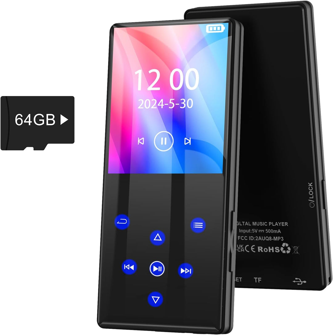 Gueray 128GB MP3-Player mit Bluetooth 5.0 Tragbarer MP3 Player Digitaler Musikspieler mit HiFi-Sound