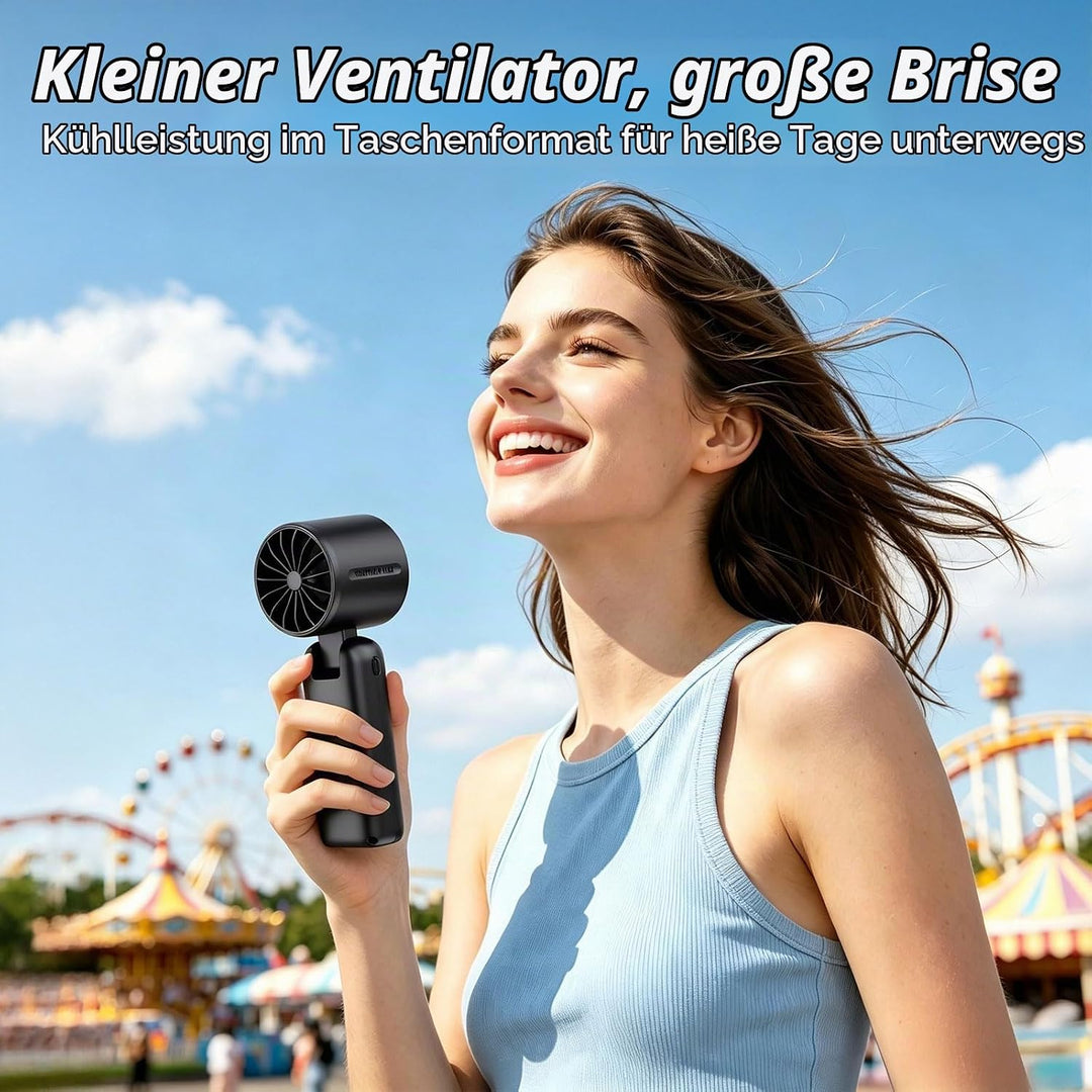 Handventilator Akku Aufladbar 3-in-1,5000mAh Mini Ventilator mit 100 Geschwindigkeiten,12H Laufzeit,