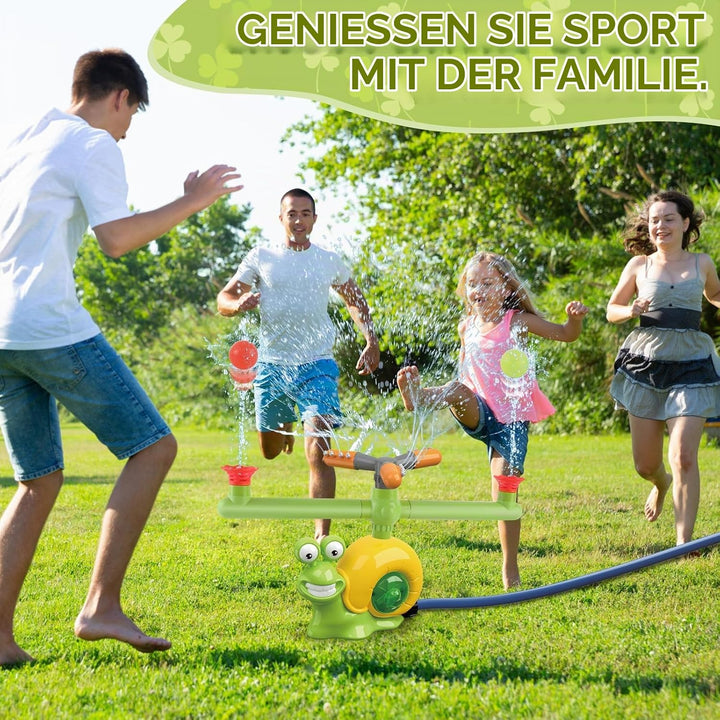 deAO 4-IN-1 Gartenspielzeug mit Wasserspritzfunktion und Schaumra: Baseball + Raketenstart mit 360°