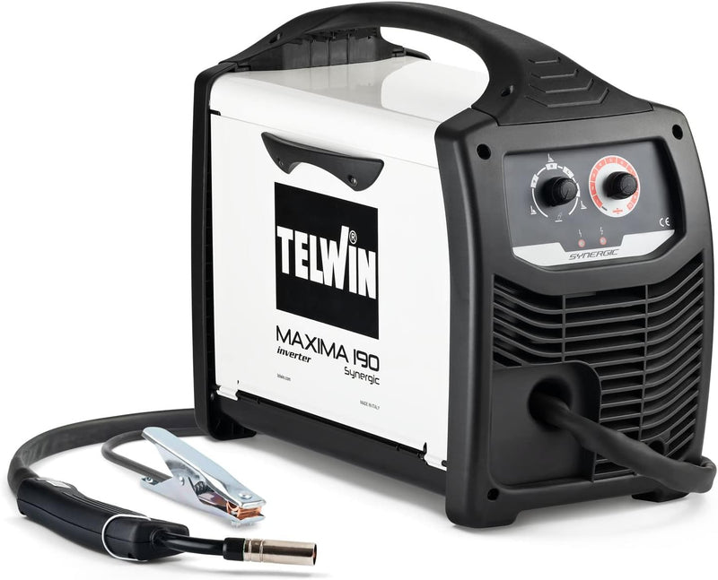 Telwin 816086 Maxima 190 Synergic Drahtschweissgerät MIG-MAG/FLUX/BRAZING mit Invertertechnik, 230 V