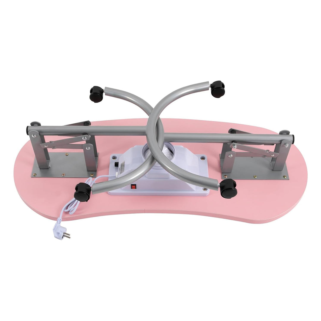Nageltisch, Manikürtisch mit Absaugung, klappbar, 90 x 40 cm, 4 Rollen, Rosa