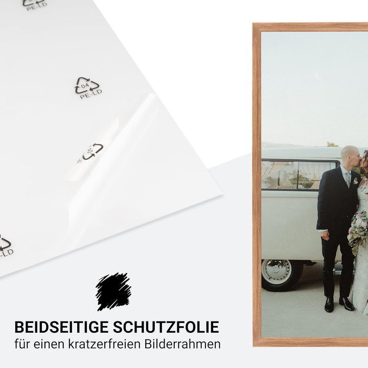 1x Bilderrahmen 50x70 cm Eiche Rahmen 1-Pack | Dokumentenrahmen, Collage, Poster | MDF Holz-Posterra