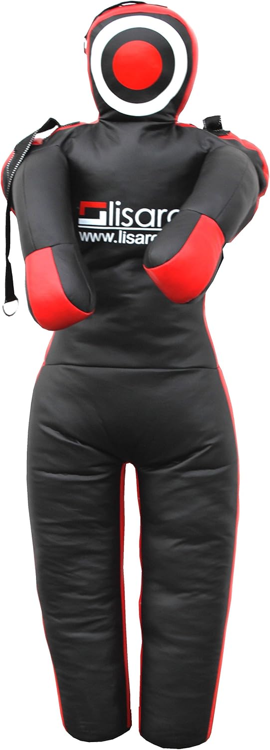Lisaro Straps Trainings-Dummy gefüllt | Box-Dummies | mit Schlaufen (Straps) | schwarz-rot | hängend