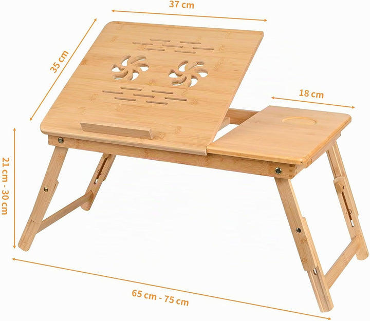 VASMIA Bambus Laptoptisch für Bett und Couch, Klapptisch, Frühstück Serviertablett mit klappbaren Be