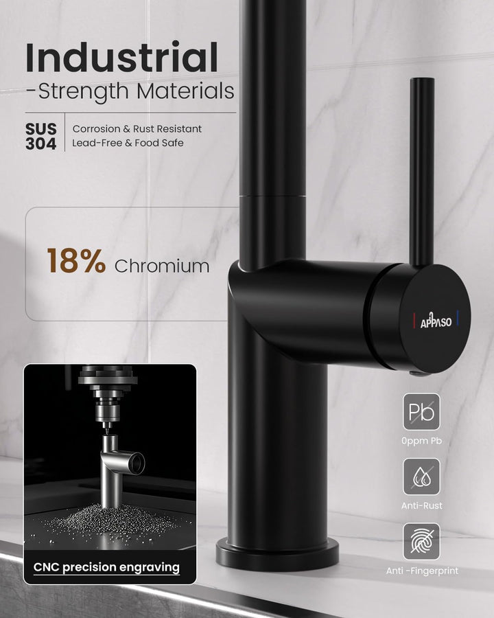 APPASO Wasserhahn Küche mit Brause, Küchenarmatur Ausziehbar Hochdruck, 360° Drehbar Mischbatterie m