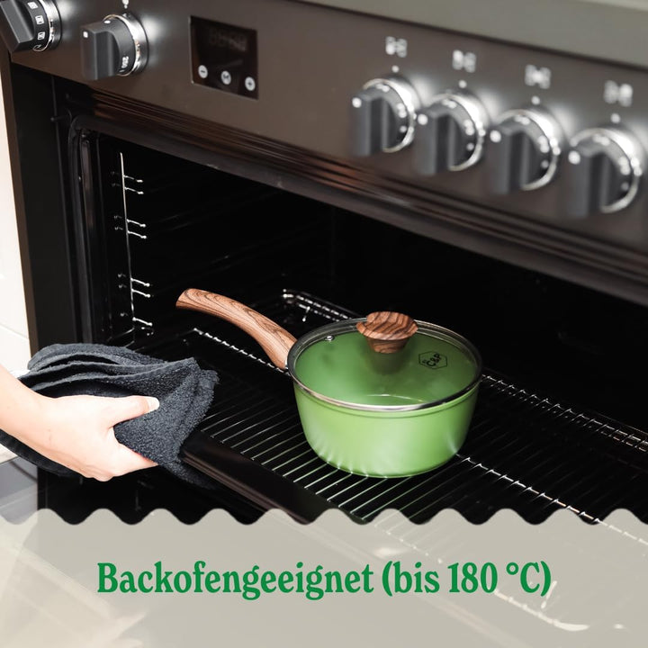 Topf & Pfannenset 7-teilig - GreenShield Antihaftbeschichtung PFAS & Teflon-frei - Grün, Grün