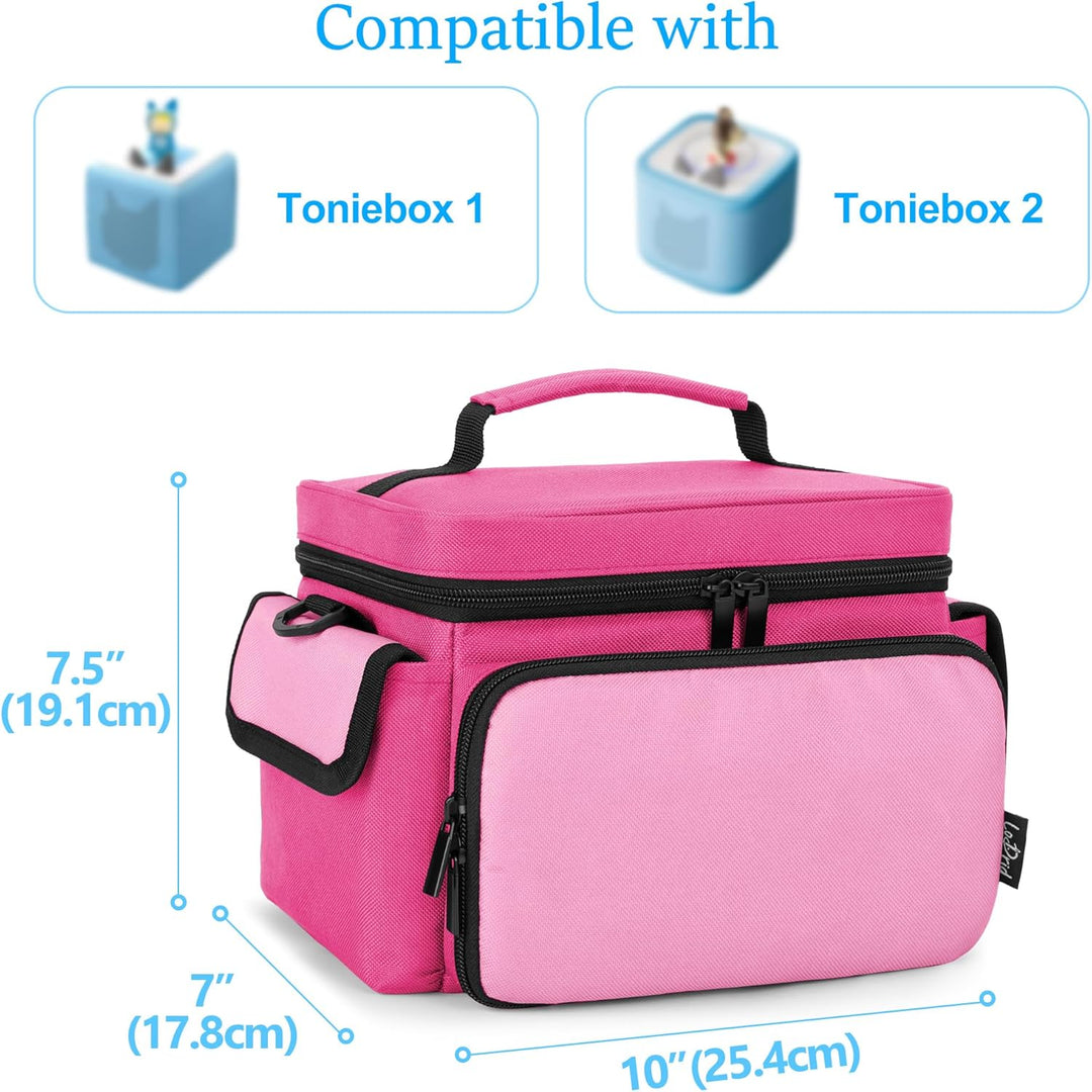 LoDrid Hülle kompatibel mit Toniebox, tragbare Tasche für Audioplayer Starter-Set mit Griff und Schu