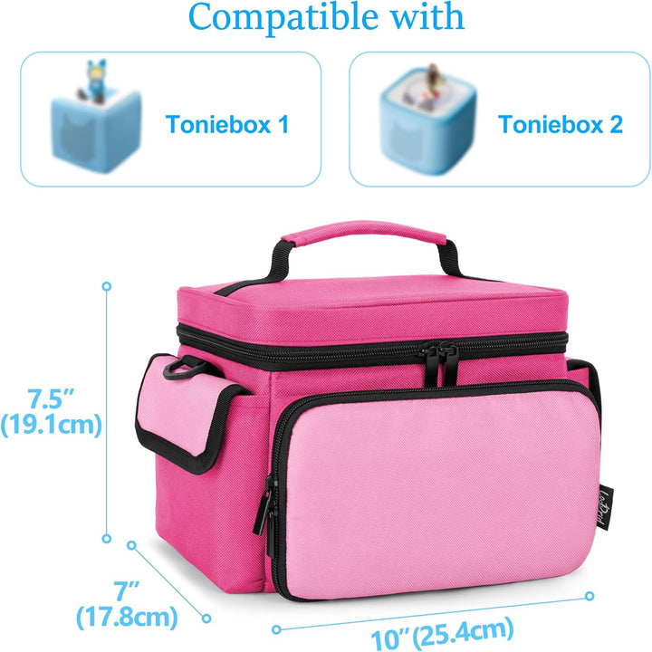 LoDrid Hülle kompatibel mit Toniebox, tragbare Tasche für Audioplayer Starter-Set mit Griff und Schu