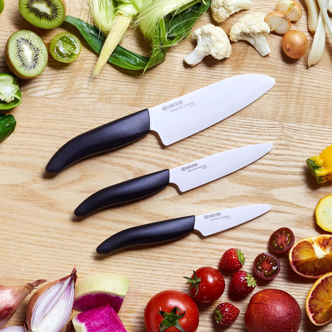 Kyocera FK-3PC BK GEN 3er Set Keramikmesser Messer Geschenkset, Kunststoff Keramik,, 3er Set