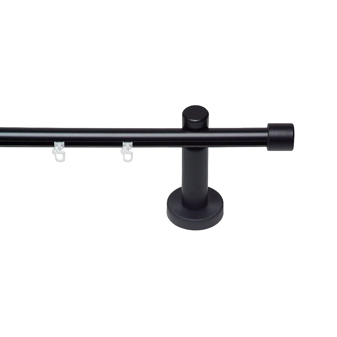 Garesa Gardinenstange Kea Ø 20mm, 1-läufig, Schwarz I Aluminium Vorhangstange inkl. Gleiter I Endkno