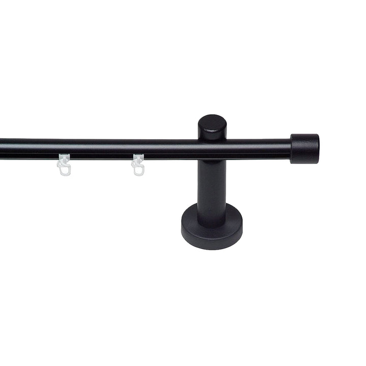 Garesa Gardinenstange Kea Ø 20mm, 1-läufig, Schwarz I Aluminium Vorhangstange inkl. Gleiter I Endkno