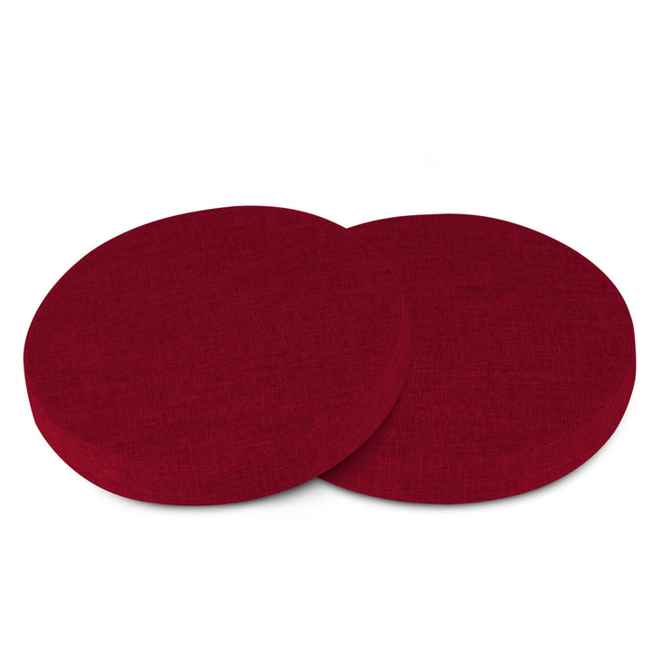 AddGrace Runde Sitzkissen für Esszimmerstühle 2er-Pack 40x40cm Rot | Strukturiertes Kunstleinen, abn