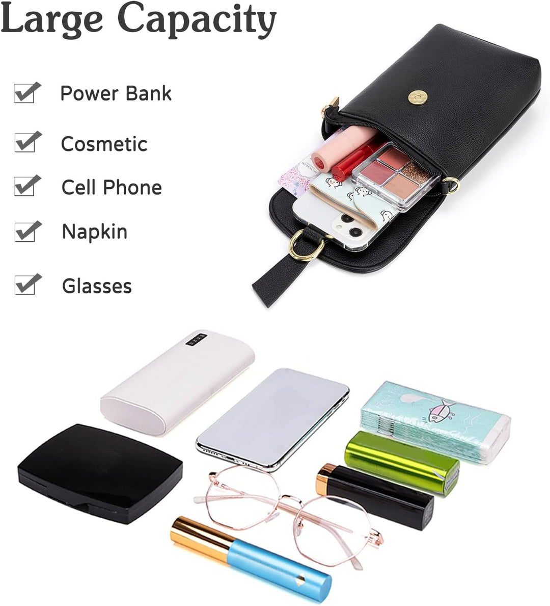 PORRASSO Mode Handy Umhängetasche Damen Handytasche Mädchen Min Schultertasche PU Geldbörse Crossbod