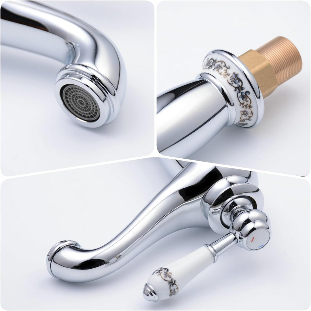 Beelee Wasserhahn antiken bronze Messing becken spuele wasserhahn single mit wasserhaehne Silber Chr