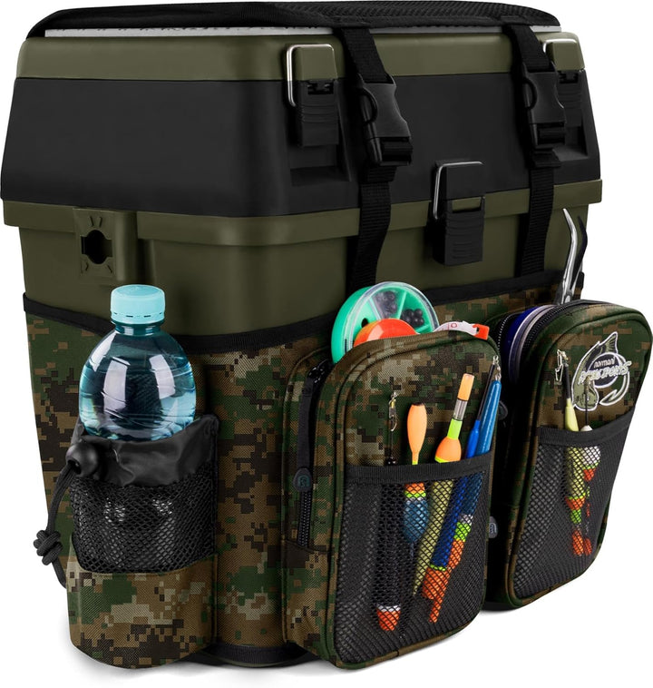 Angelkoffer Angelbox Angeltasche gepolsterte Sitzkiepe Sitzfunktion Gerätekasten mit Rucksackfunktio
