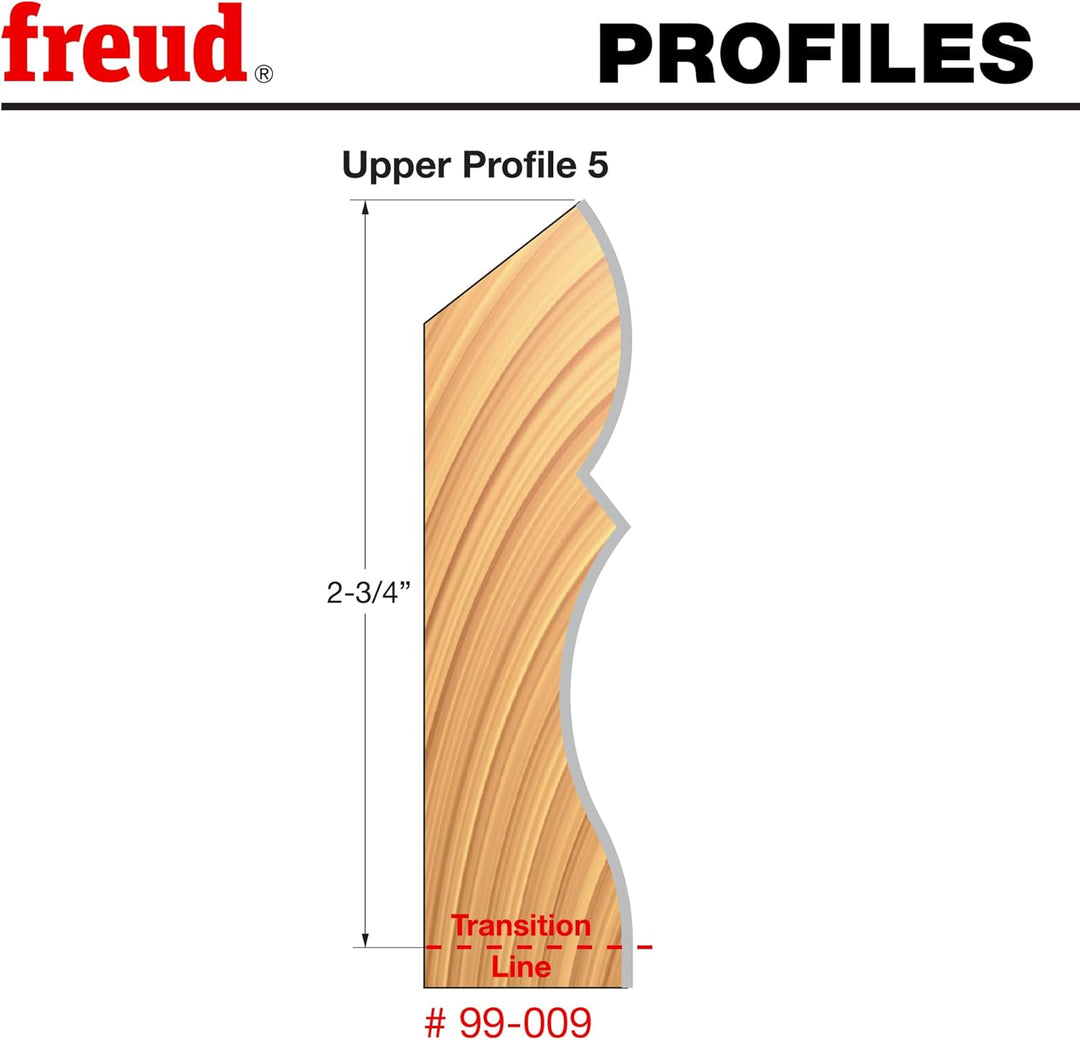 Freud 99–001 1/2 to 1–1/4-Zoll Tür Lip Router Bit mit 1/2 Zoll Schaft, 99-418 Form-Oberfräsen-Einsat