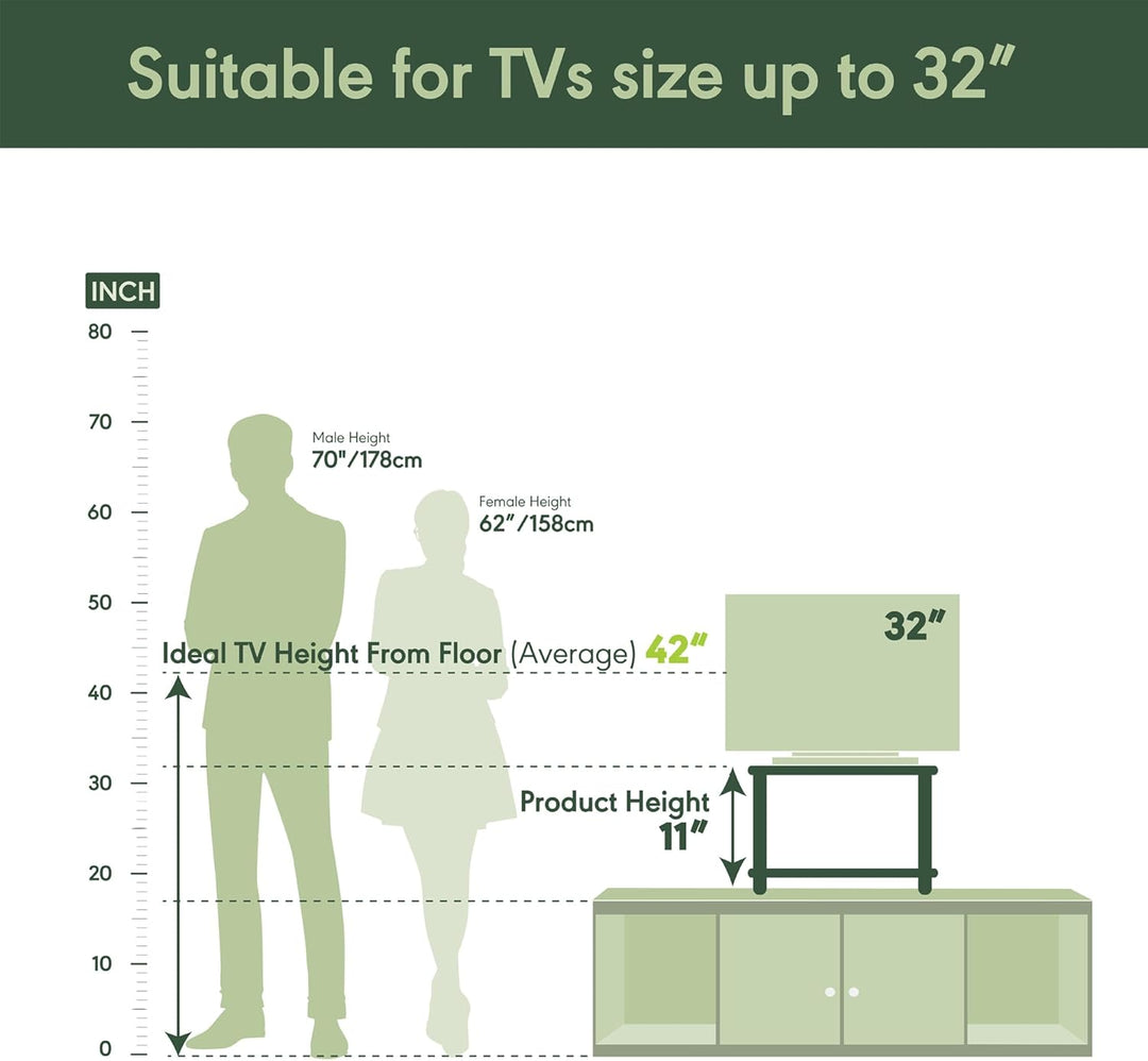 Furinno kleiner TV-Schrank mit 2 Ablageflächen, Dunkle Walnuss, 40.13 x 60.45 x 27.94 cm, Dunkle Wal