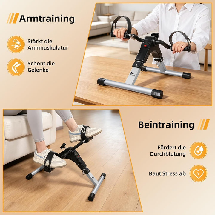 himaly Minibike Heimtrainer Bewegungstrainer Pedaltrainer Trainingsgerät Fitnessgerät mit LCD-Monito