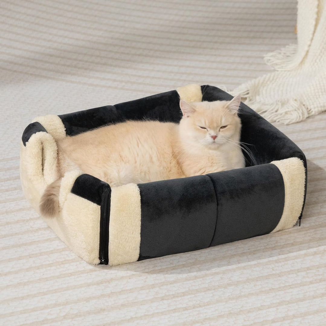 Hollypet Katzenbett Kleines Hundebett, 2-in-1 Faltbare Haustierbett für Katzen &amp; Kleine Hunde, Warme