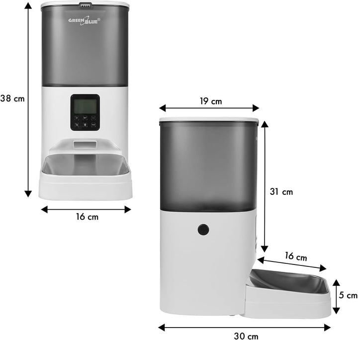 Green Blue Automatischer Futterspender für Haustiere 6 Liter | bis zu 8 Mahlzeiten pro Tag programmi
