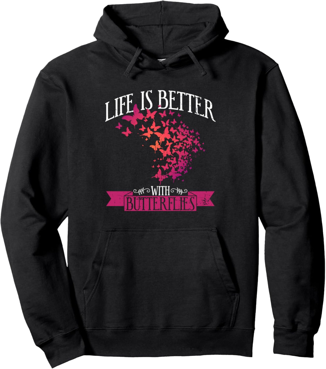 Life With Butterflies Lustiges Zitat Insekten Schmetterling Pullover Hoodie