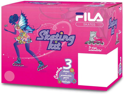 FILA Mädchen J-one Combo Girl 3 Set Skate & Schützer L (36-40) schwarz/weiss/magenta, L (36-40) schw