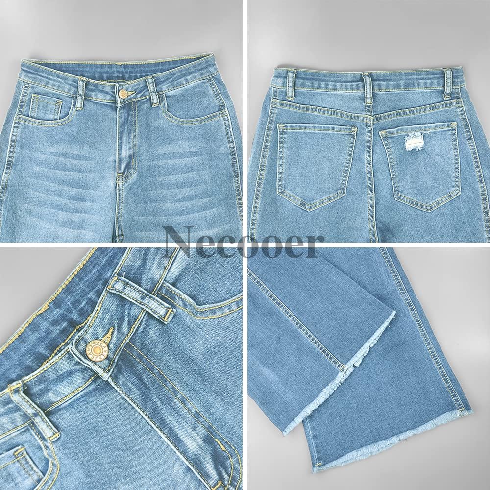 Necooer Skinny Jeans Für Damen Boyfriend-Jeans Mit Hoher Taille Und Lockerer Passform XL D-hellblau,