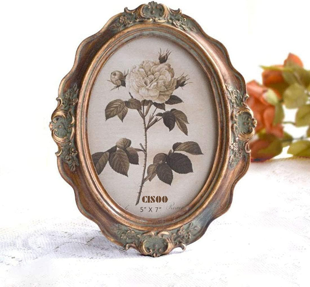 CISOO Ovaler Bilderrahmen im Vintage-Stil, 12,7 x 17,8 cm, Antik-Bilderrahmen, Tischdekoration und W