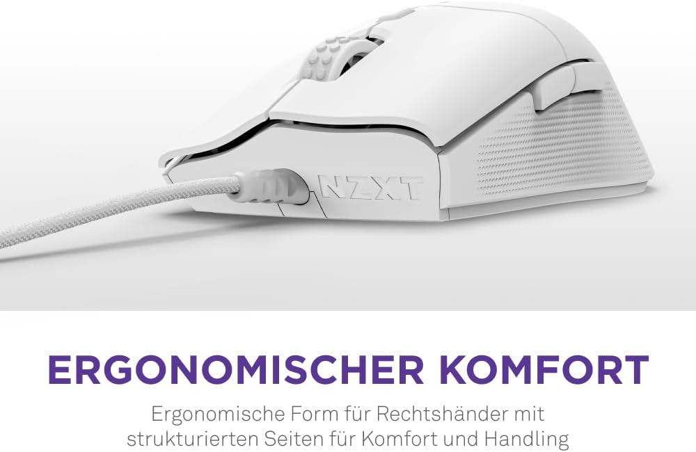 NZXT Lift 2 Ergo | Leichte ergonomische kabelgebundene Gaming-Maus | Leichte 61-g-Konstruktion | 8K-