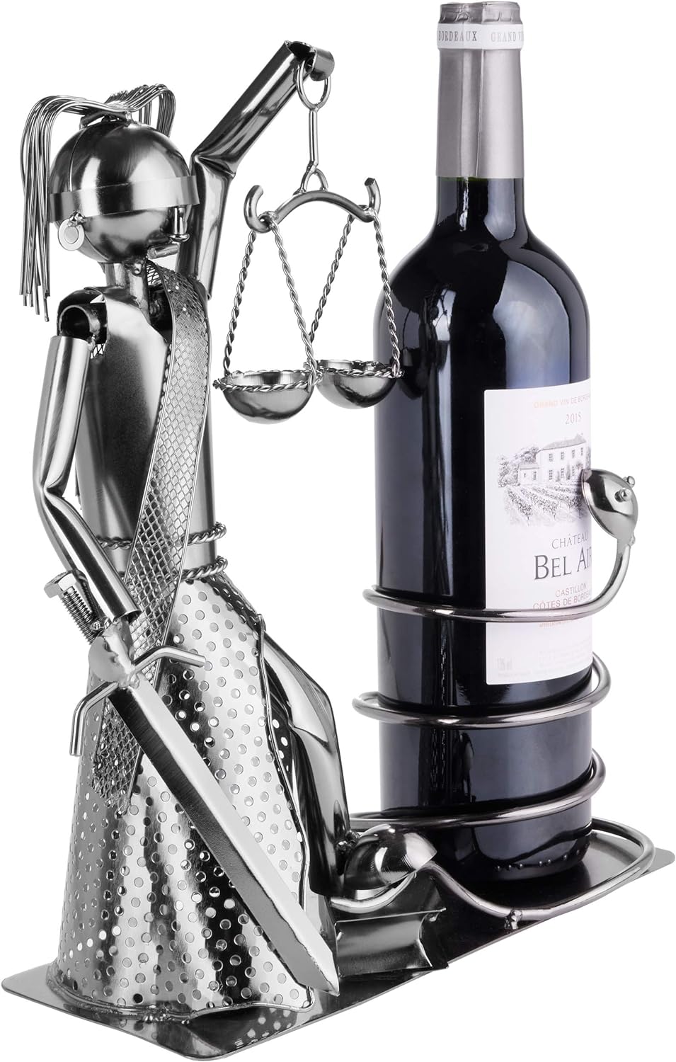 BRUBAKER Weinflaschenhalter Justitia mit Schlange - Metall Skulptur Flaschenständer - Metallfigur We