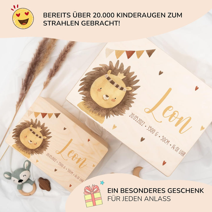 KIDSMOOD - Erinnerungsbox Baby, personalisierte Holzkiste mit Deckel, Ideal zur Aufbewahrung von Eri