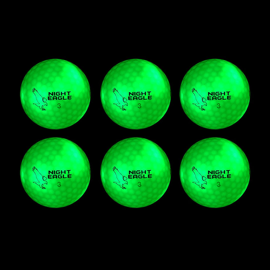 Night Eagle 6 LED Golfbälle Light-Up - Nachtgolf leuchten Rot Blau Grün Pink Weiss Fun Sport Lustig