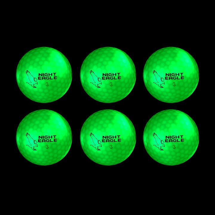 Night Eagle 6 LED Golfbälle Light-Up - Nachtgolf leuchten Rot Blau Grün Pink Weiss Fun Sport Lustig