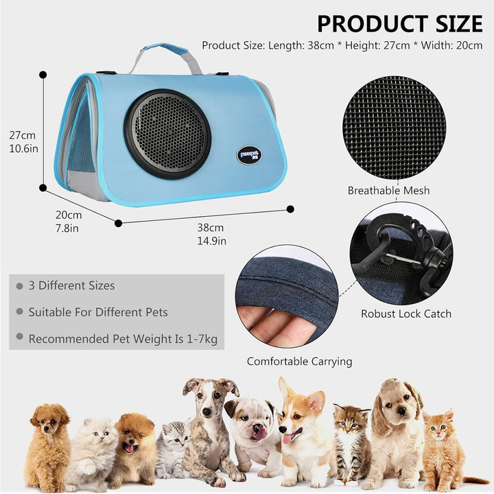 PETCUTE Faltbare Hundetragetasche Katzentragetasche,Transporttasche Katze & Hunde mit 3 Belüftete Fe