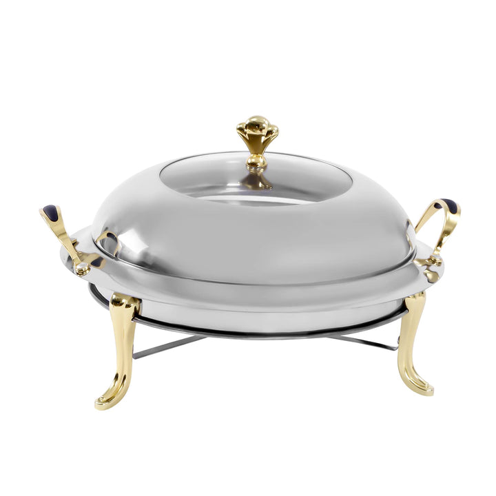 3L Rund Chafing Dish Set, Warmhaltebehälter Edelstahl Speisenwärmer mit Deckel und Tragegriffe, Vers