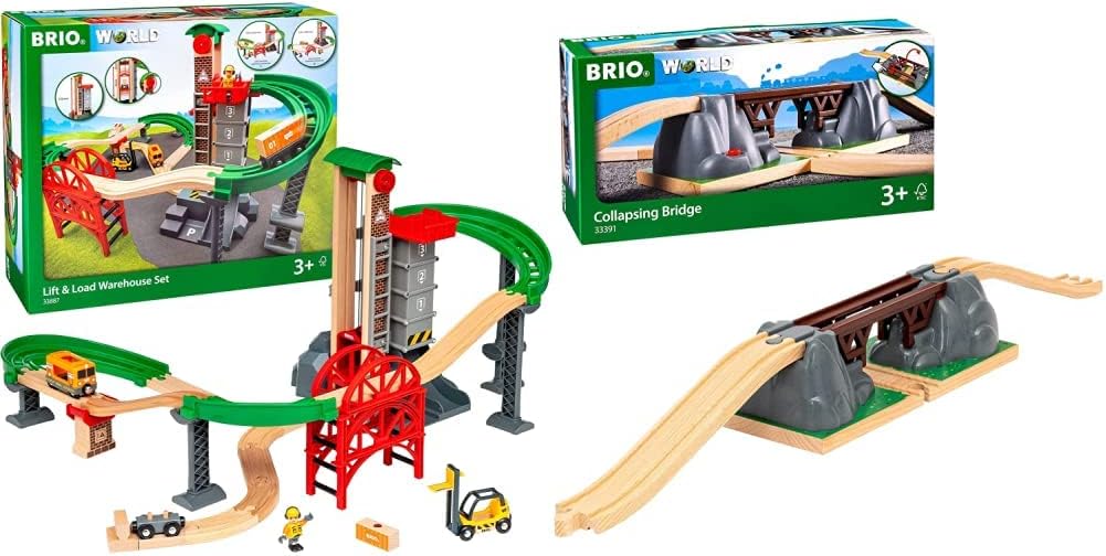 BRIO World 33887 Grosses Lagerhaus-Set mit Aufzug - Zubehör für die BRIO Holzeisenbahn - Konstruktio