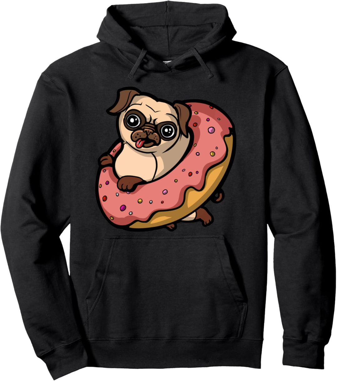 Pug Dog Mops Hund Auf Donut Kinder Jungen Mädchen Pullover Hoodie