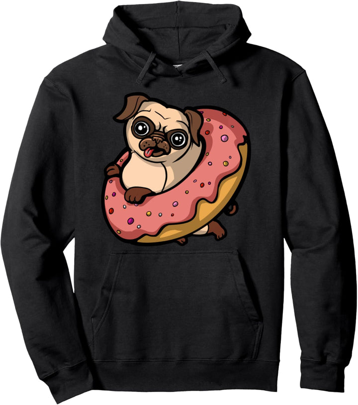 Pug Dog Mops Hund Auf Donut Kinder Jungen Mädchen Pullover Hoodie
