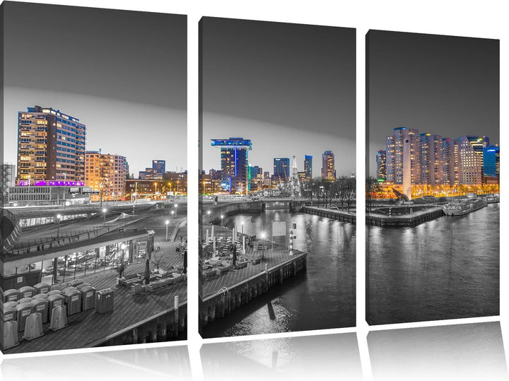 Pixxprint Ausblick auf Rotterdam als Leinwandbild/Grösse: 3 Teilig (120x80 cm) cm/Wandbild/Kunstdruc