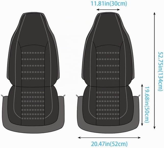 AUTOYOUTH Sitzbezüge Auto Vordersitze Universal Auto-Schonbezüge PU-Leder Sitzschoner Schwarz grau f