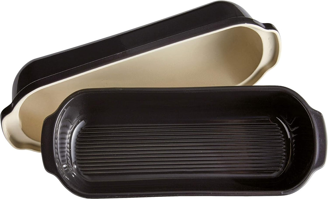 Emile Henry EH349503 Bauernbrot-Backform, Keramik, 39,5 x 16,5 x 15 cm., Keramik, Kohle, 39,5 x 16,5