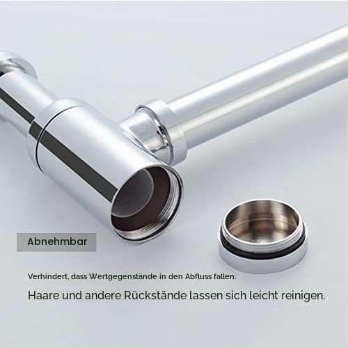 EXLECO Siphon mit Ablaufgarnitur 1 1/4" x Ø 32mm Edelstahl Siphon Geruchsverschluss Verstellbar Univ