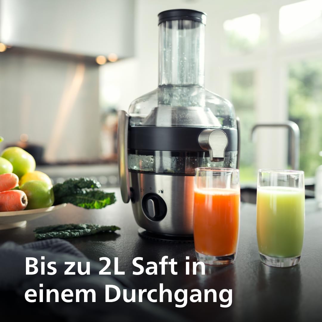 Philips Entsafter – 1100W, 2L, NutriU-Rezepte-App, XXL-Einfüllöffnung, QuickClean