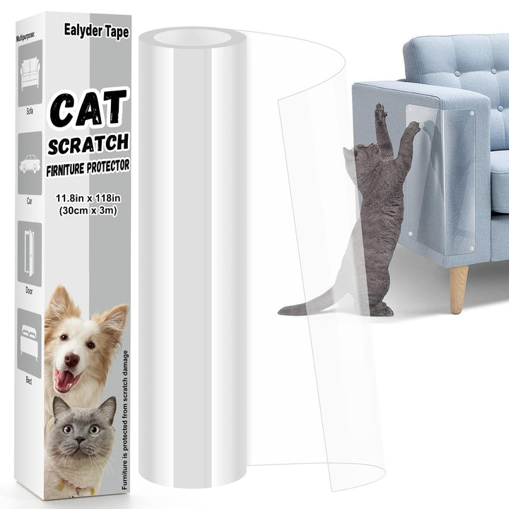 Katzenschutz Transparent 30 cm x 3 m – Selbstklebende Kratzschutzfolie für Möbel, Sofa & Türen, Rück