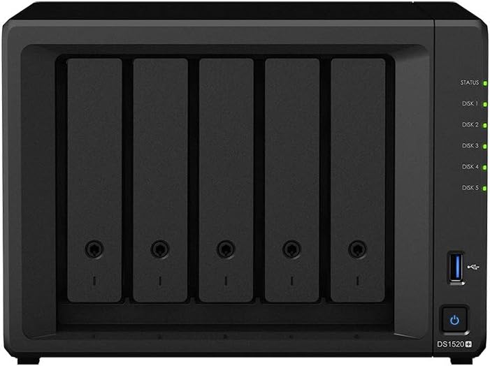 Synology, 8 GB, Diskstation DS1520+ (5 Bay Desktop-NAS-Gehäuse), Mechanische Festplatte