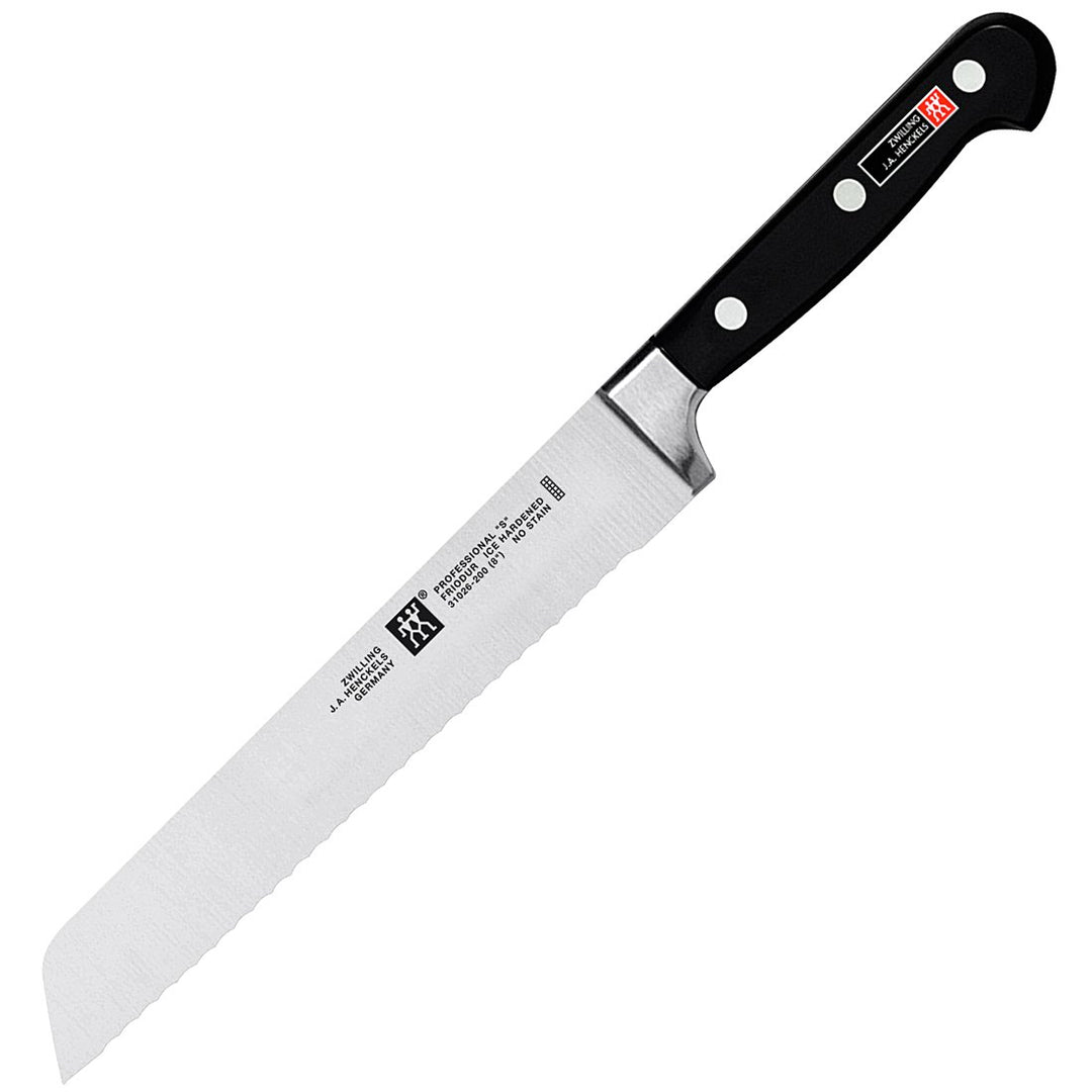ZWILLING Professional S Brotmesser, Klingenlänge: 20 cm, Klingenblatt mit Wellenschliff, Rostfreier