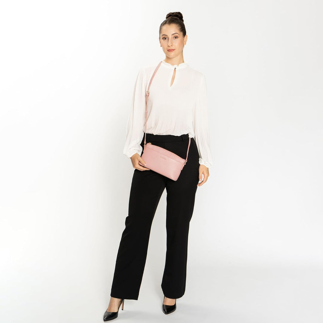 Lazarotti Bologna Leder Umhängetasche Damen | verstellbarer Schultergurt | mittelgrosse Crossbody Ba